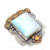 Natural Republic Larimar Gemstone 925 Sterling Silver Two Tone Ring S.7.5 Y0S07