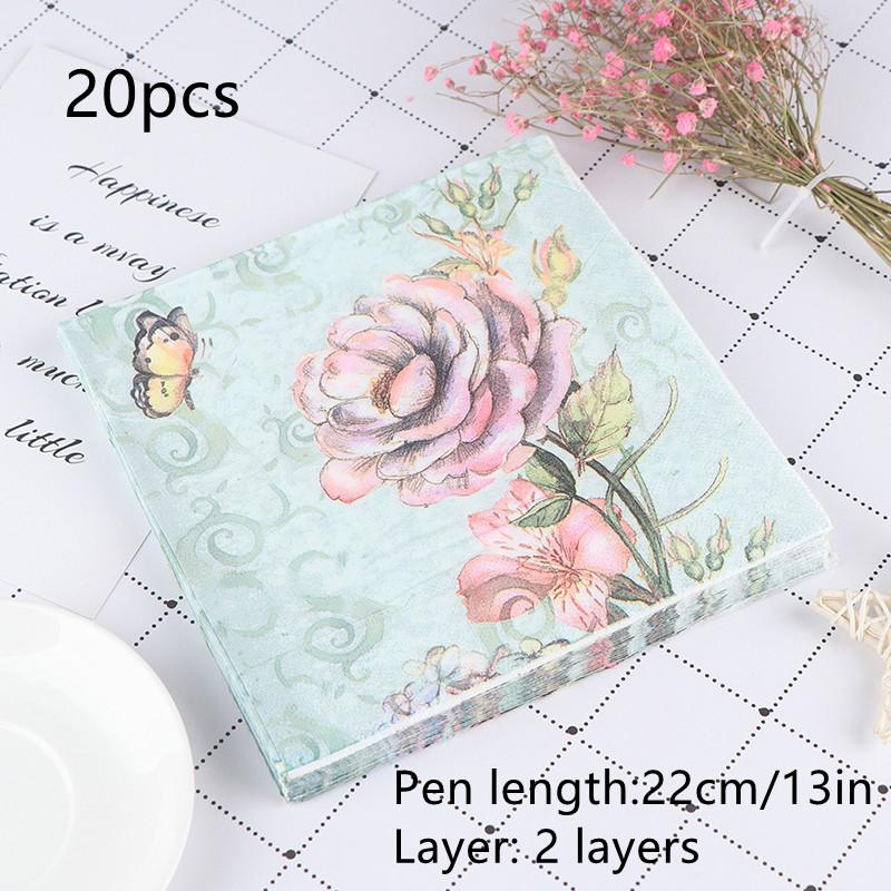 20 шт. Бумажные салфетки с рисунком для декупажа, салфетки с цветами, для свадьбы, дня рождения, DIY-декора, декора стола