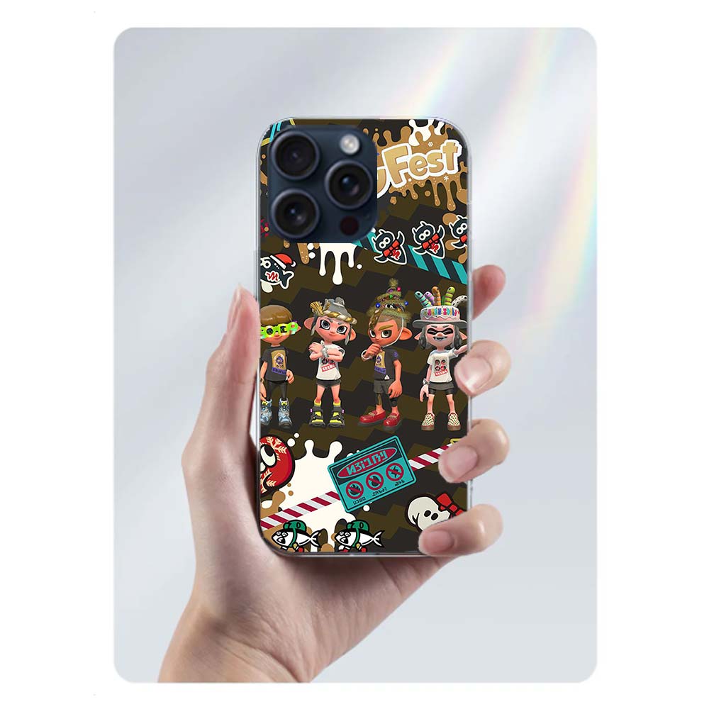 Game S-Splatoons Clear Phone Case For Iphone 17 Air 16 Pro Max 15 Pro 14 Plus 17E 16E 11 13 12 Mini Cover Cases Fundas Cell TPU