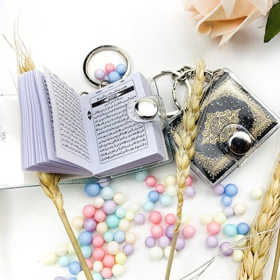 Mini Quran Book Vintage Keychain Holder Ring Pendant Decor Gift