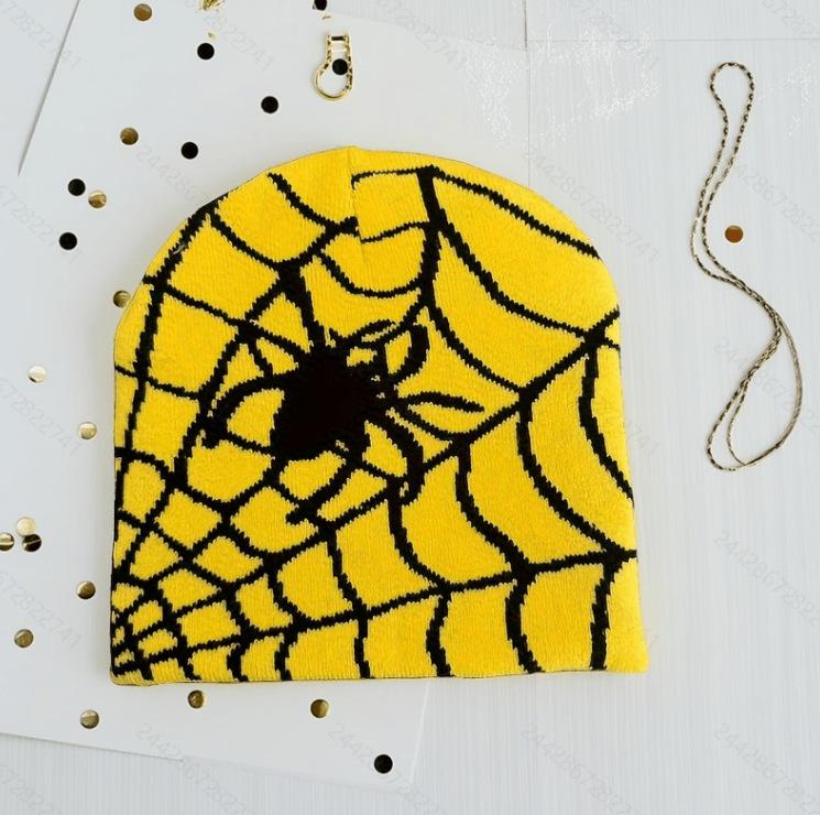 Шапка вязаная шерстяная акриловая с готическим узором паука Y2K женская бини зимняя теплая шапка гранж хип-хоп повседневная шапка-бини для улицы