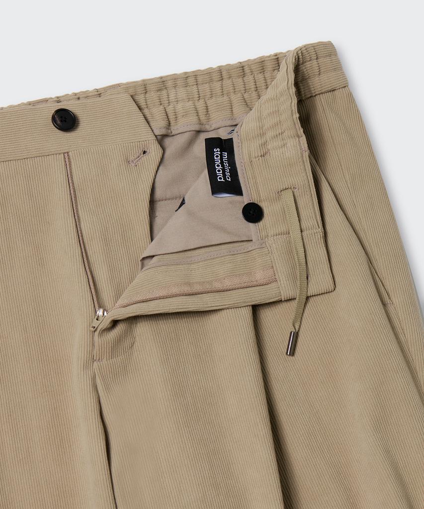 MUSINSA STANDARD 14W Corduroy One-Pleat Wide Elastic Pants [Beige]