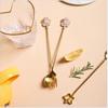 1PCS Kitchen Coffee Tableware Cherry Blossom Spoon Fork Stainless Steel Coffee Spoon Kitchen Star Long Handle Stirring Spoons