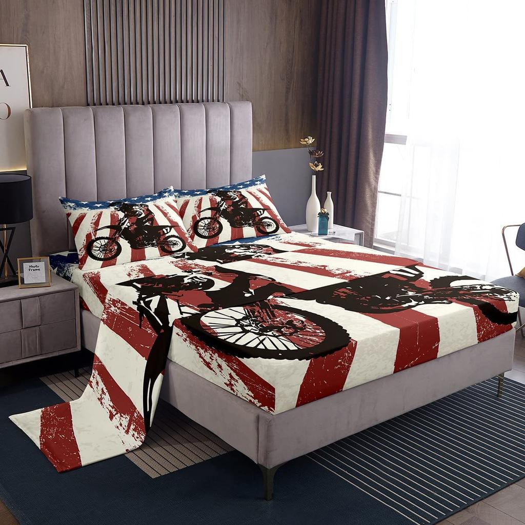 Color Rainbow Cloud Pattern Bed Hat Four-Piece Bedding Set Bedroom Dormitory Bedding Decoration