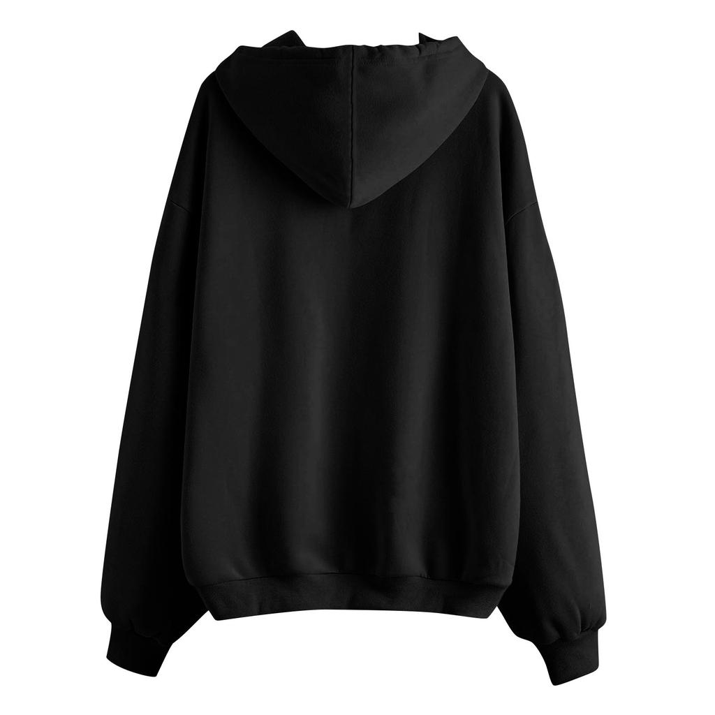 Худи женское оверсайз, толстовка повседневная с длинным рукавом, флисовая куртка, легкие осенние худи, карманы на молнии