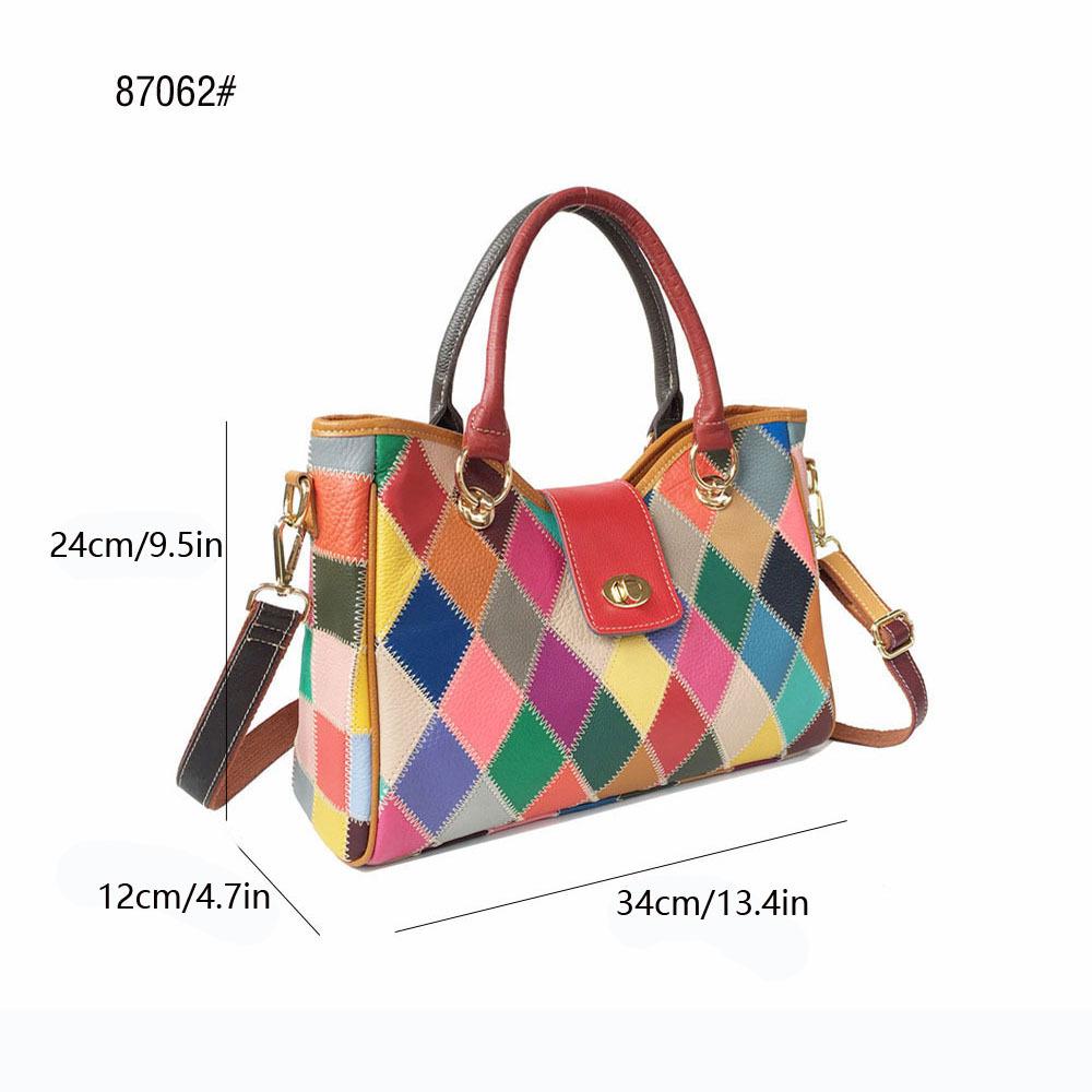 Женская сумка из натуральной кожи с ромбическим узором, сумка-мессенджер через плечо, цветная сумка из коровьей кожи