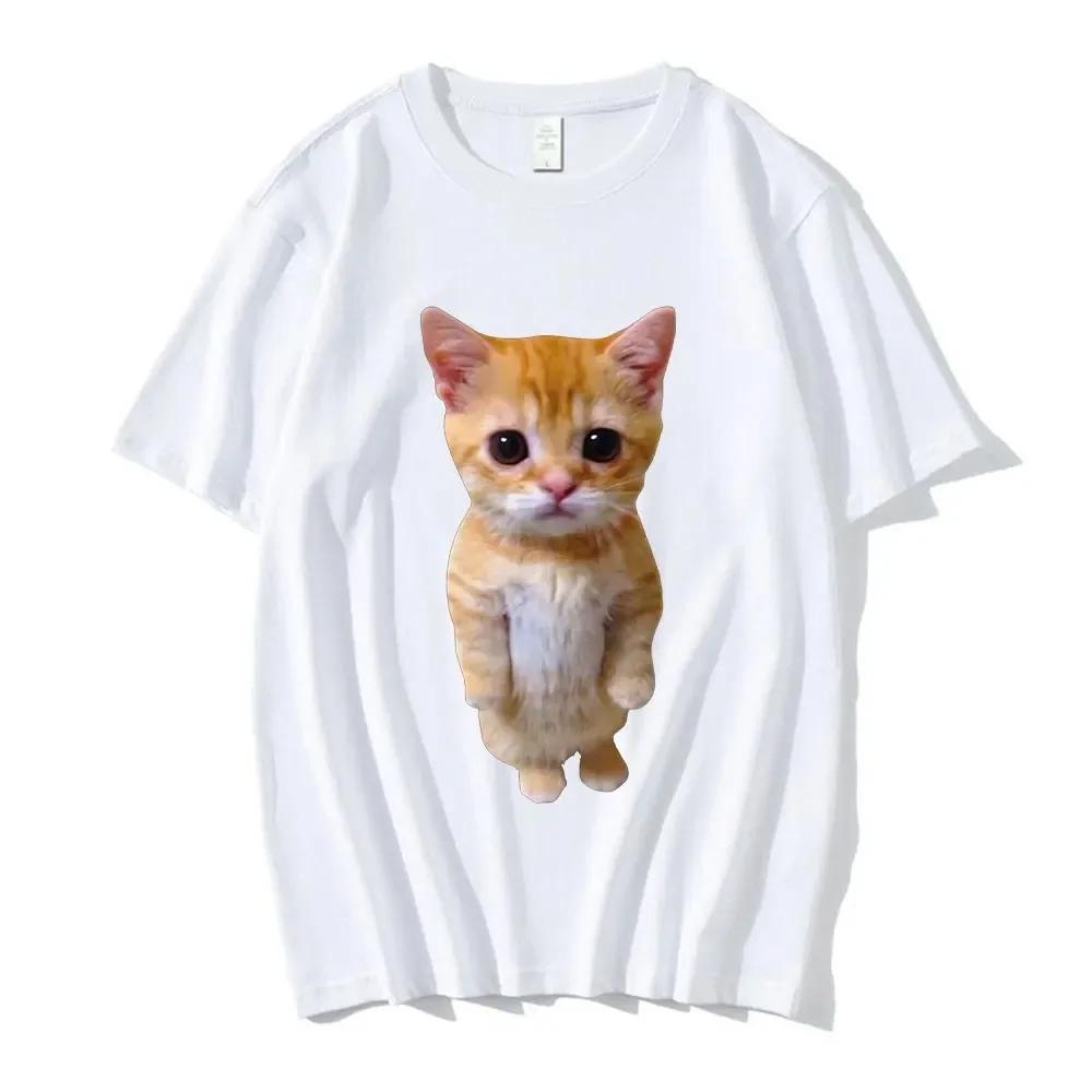 El Gato Meme Sad Crying Cat Munchkin Kitty Meme Модная футболка с рисунком унисекс, модные футболки с короткими рукавами, уличная одежда большого размера