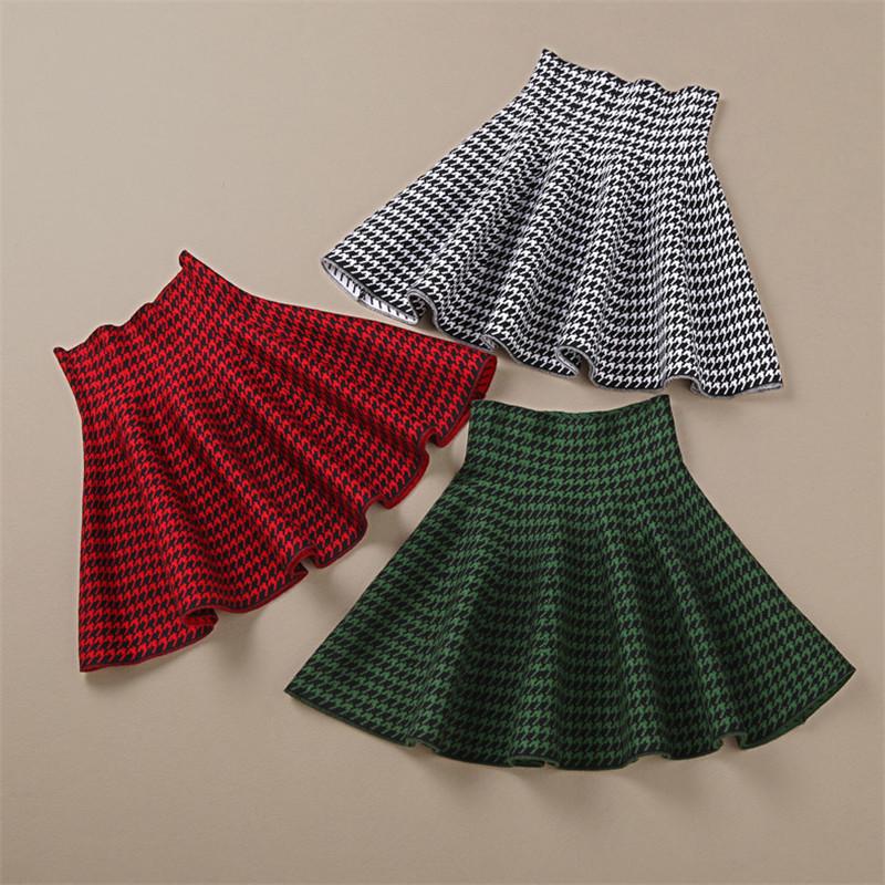 Women High Waist Knitting Woolen Skirt Ladies Slim Elastic Pleated Flared Skirts