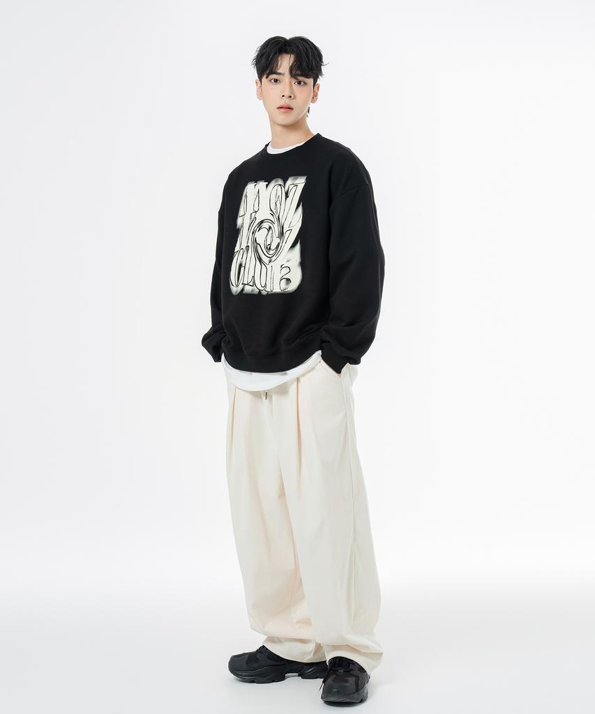 MOZMOZ Soft French Terry Chaos Oversized Sweatshirt Black
