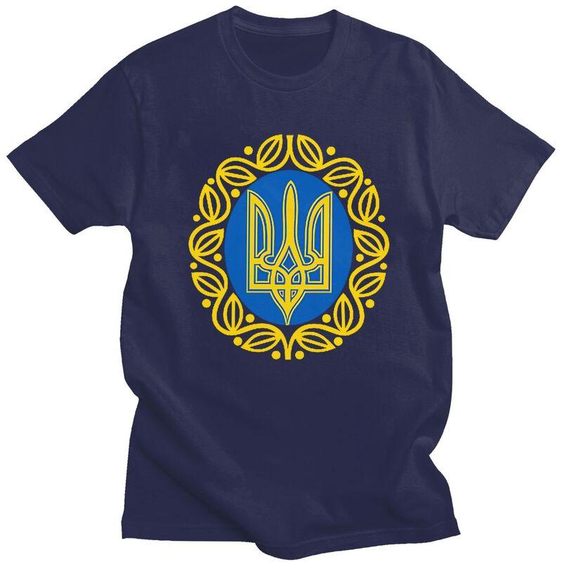 Мужская футболка с индивидуальным гербом и флагом Украины, короткий рукав, 100% хлопок, повседневная футболка, украинский трезубец, модная футболка