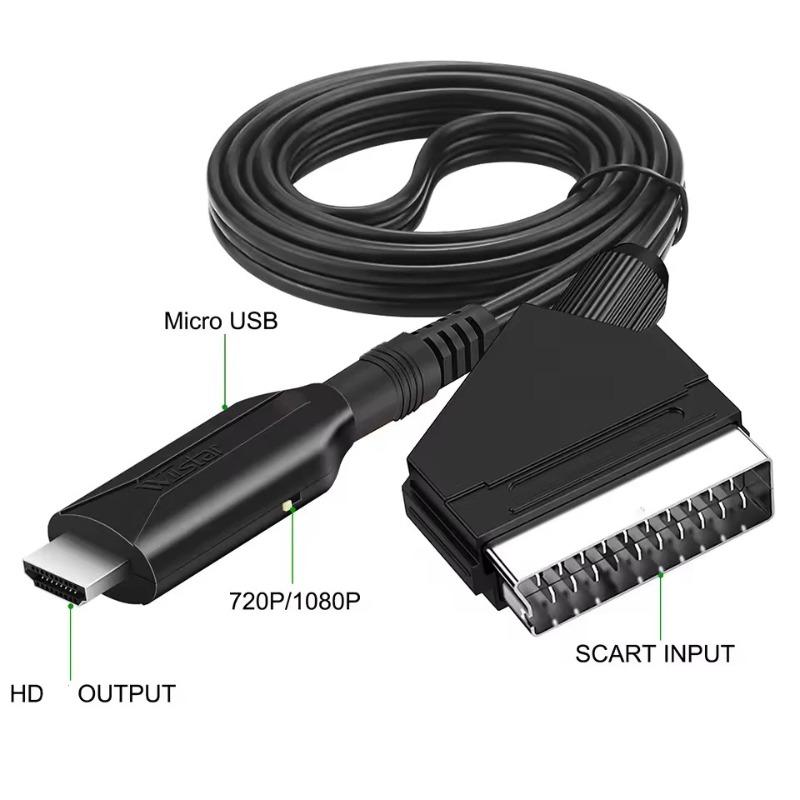 Кабель-адаптер Scart на HDMI-совместимый Аудио Видео Конвертер 1М для HDTV DVD STB Аксессуары Plug and Play