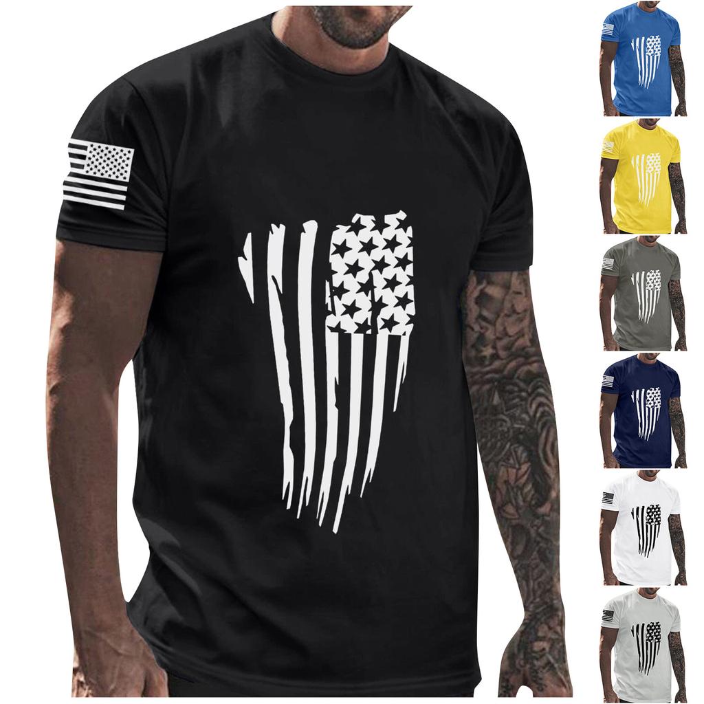 Men'S T-Shirt Short Sleeve Printed Summer Round Neck Top Trend Casual Sweatshirt