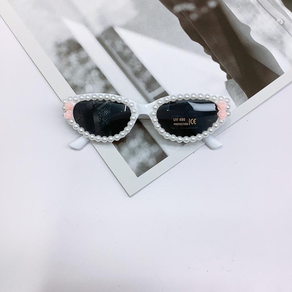 Детские модные солнцезащитные очки, солнцезащитные очки с защитой от ультрафиолета, милые детские самодельные жемчужины для мальчиков и девочек