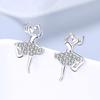 Серьги для танцев в корейском стиле из стерлингового серебра S925 для девочек, полные бриллиантов, милые мультяшные персонажи, серебряные аксессуары