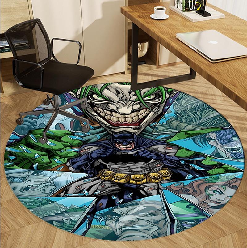 Superheroes Pattern Round Rug, Indoor/Outdoor Mat, for Picnic, Gameroom, Bedroom, Office, Living Room, Home Decor Carpet, Birthday Gift