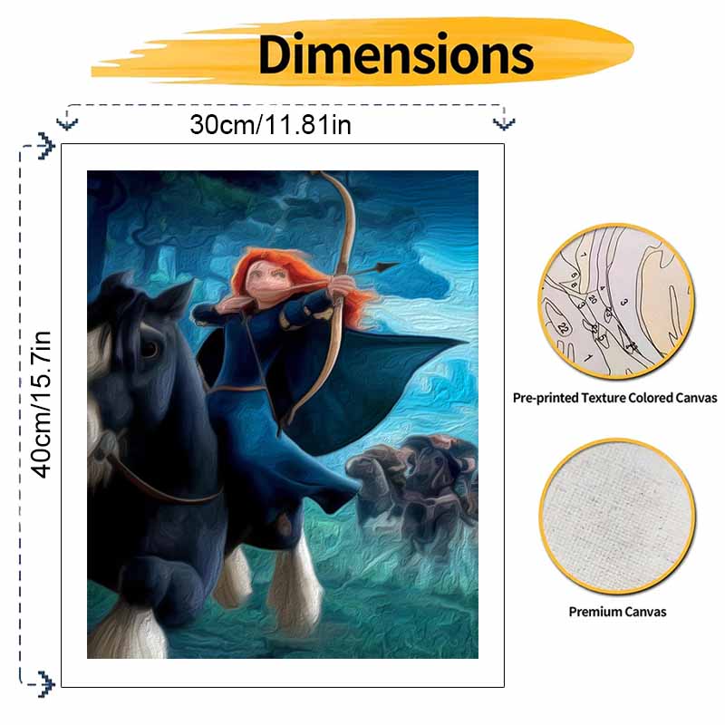 Disney Brave Merida digital oil painting painting art handmade diy gift home decoration