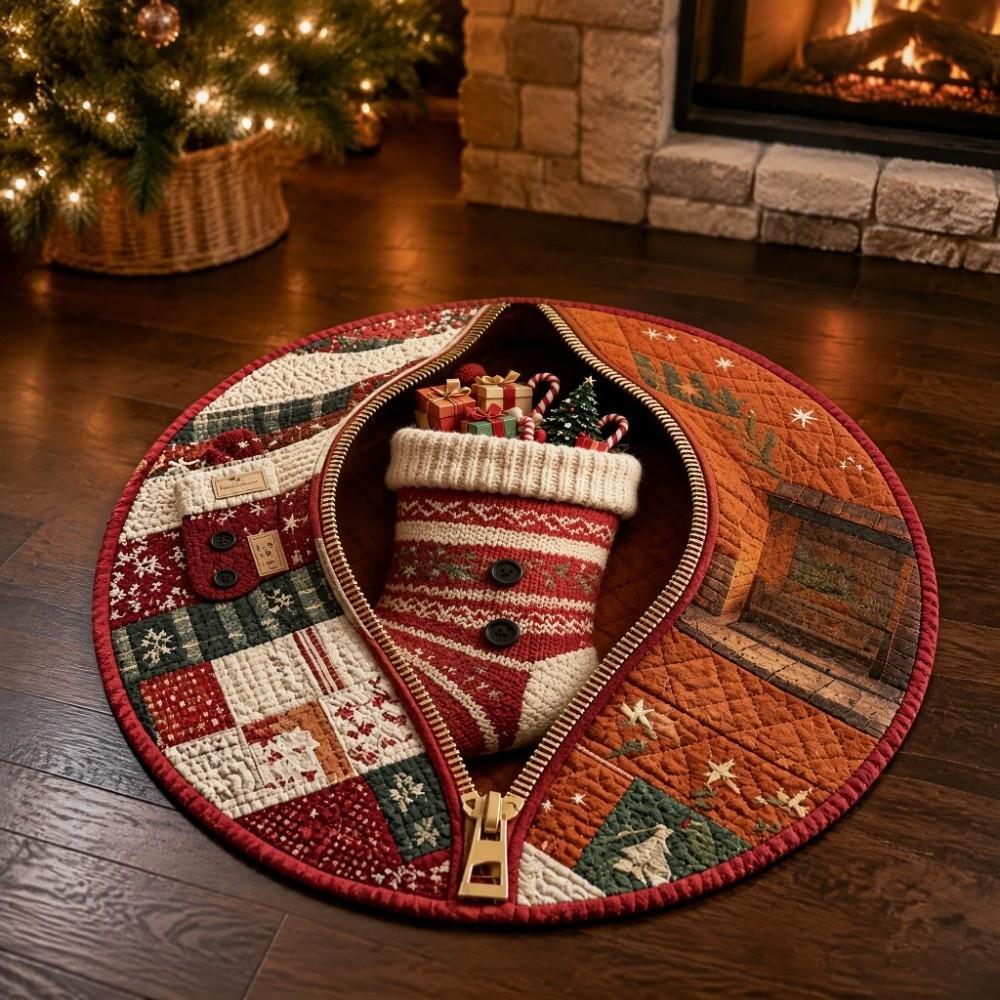 2D Flat Printed 3D Illusion Rug Santa Claus Xmas Home Decor Round Vortex Carpet Indoor