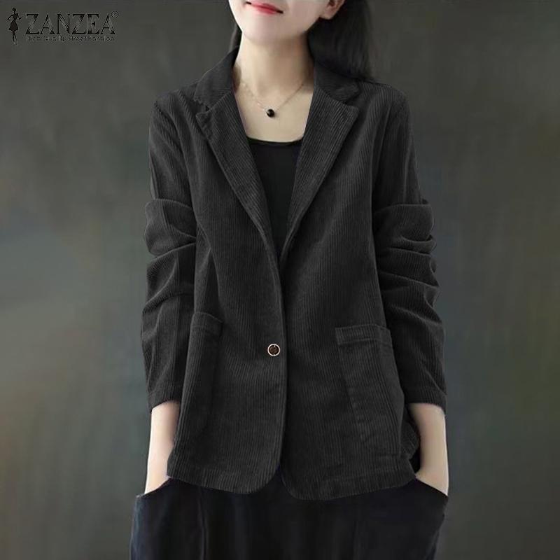 ZANZEA Женский повседневный тонкий кардиган с длинным рукавом и отложным воротником, верхняя одежда