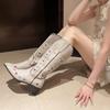 2025 Autumn and Winter New Retro Embroidered Pointed Thick Heel Western Cowboy Boots V-mouth Versatile Casual Knight Xu Boots Women