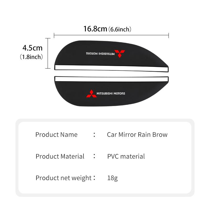2pcs Car Rearview Mirror Rain Rainy Shield Guard Rain Eyebrows For Mitsubishi Outlander Lancer L200 ASX Pajero Grandis Eclipse