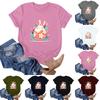 Women's Easter Bunny Print Neck Short Sleeve T-Shirt Top