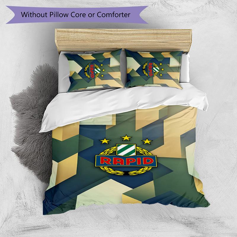 Rapid Wien FC Printed 3PCS Bedding Set Breathable Duvet Cover with Pillowcases Decorative Bed Linen for Bedroom Home