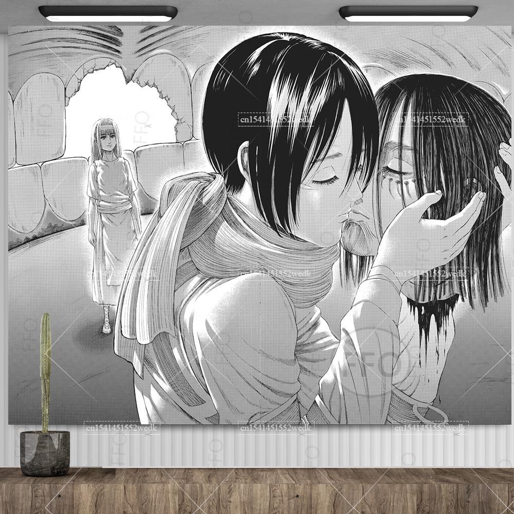 Eren Jaeger Freedom Гобелен Настенный гобелен Японский аниме Гобелен Фон для общежития Ткань Эстетический фон для вечеринки Декор комнаты