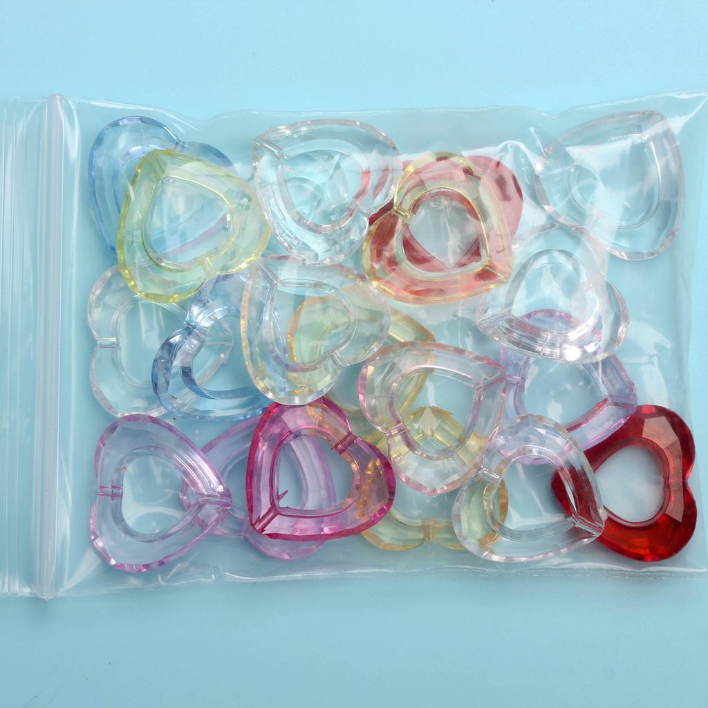 Hanmade DIY Accessories For Jewelry Making Loose Beads Candy Color Acrylic Hollow Heart Beads 20pcs Handmade Supplies Crafted
