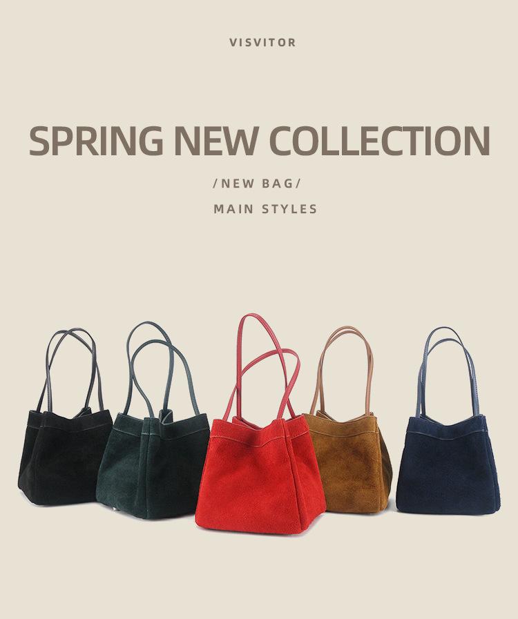 Осенне-зимняя деформируемая сумка-корзина из замшевой кожи - Сумка через плечо и на плечо.