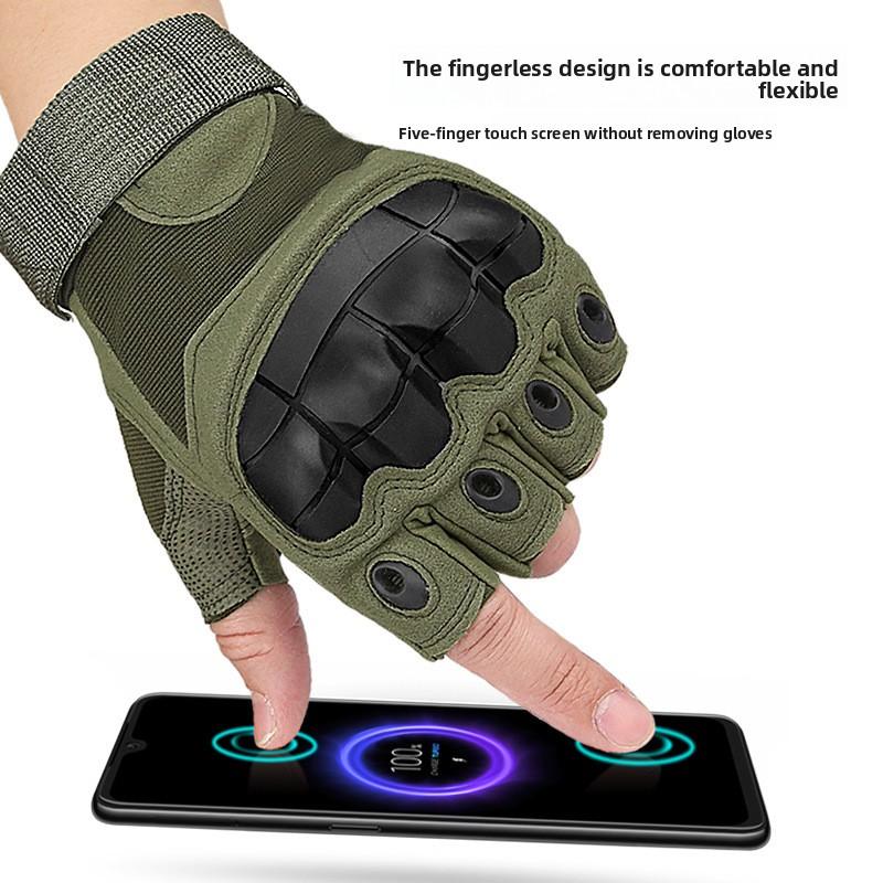 Soft Shell Tactical Gloves Half Finger Wear-resistant Non-slip Armor Outdoor Fighting Fitness Cycling Sports Half Finger Gloves