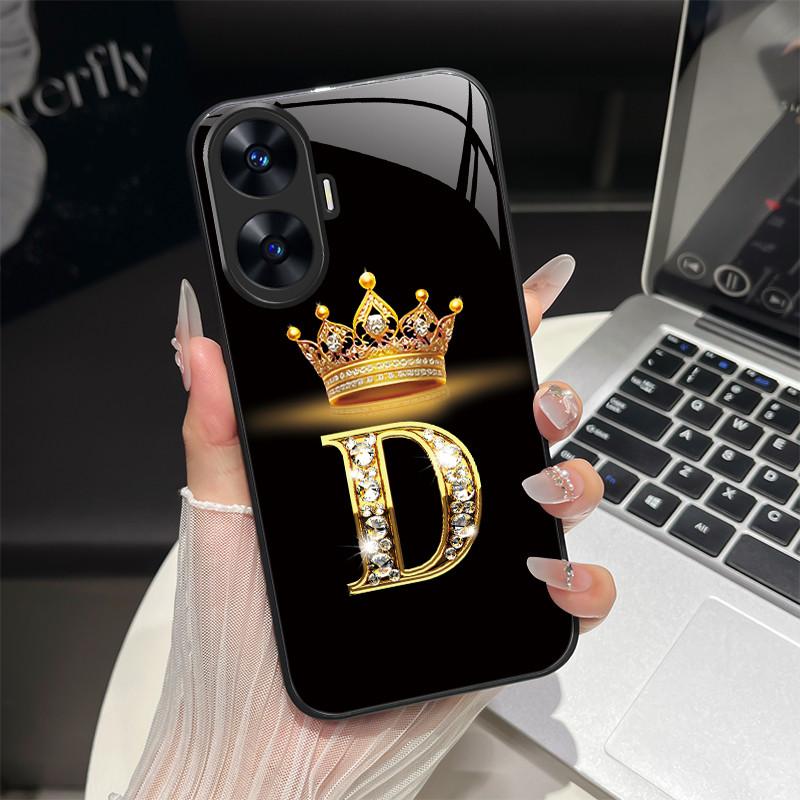 Чехол для Realme C55 4G Модные буквы Жесткие задние крышки из закаленного стекла Для Realme Narzo N55 NarzoN55 C55 RMX3710 Чехол для телефона