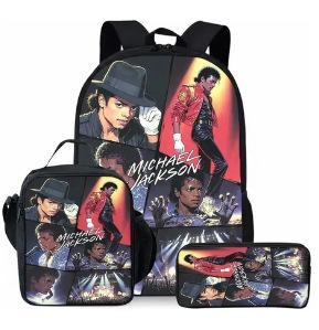 Детский набор из 3 предметов Michael Jackson – Рюкзак, Сумка для обеда и Пенал, Иконичный дизайн Короля поп-музыки