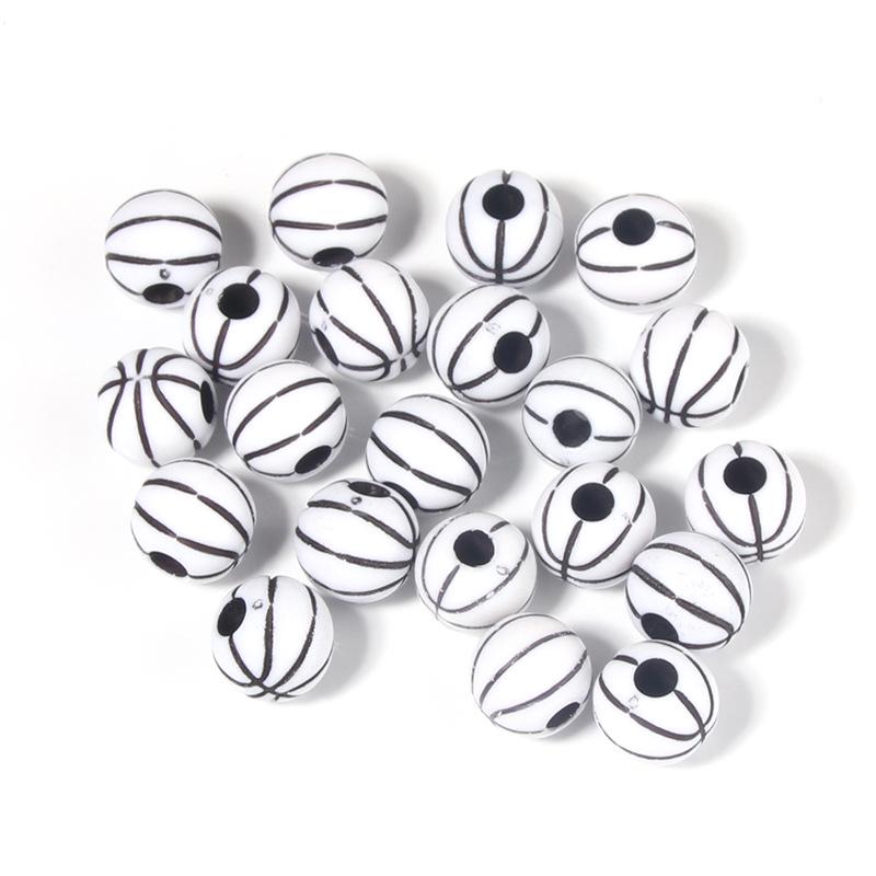 50 Pcs/bag Rugby, Basketball, Volleyball Acrylic Beads for Early Education & Handmade Crafts