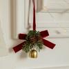 Christmas Pendant Christmas Tree Hanging Ornament Christmas Decoration Xmas Velvet Bow Pine Cone Bell Fabric Decoration Supplies