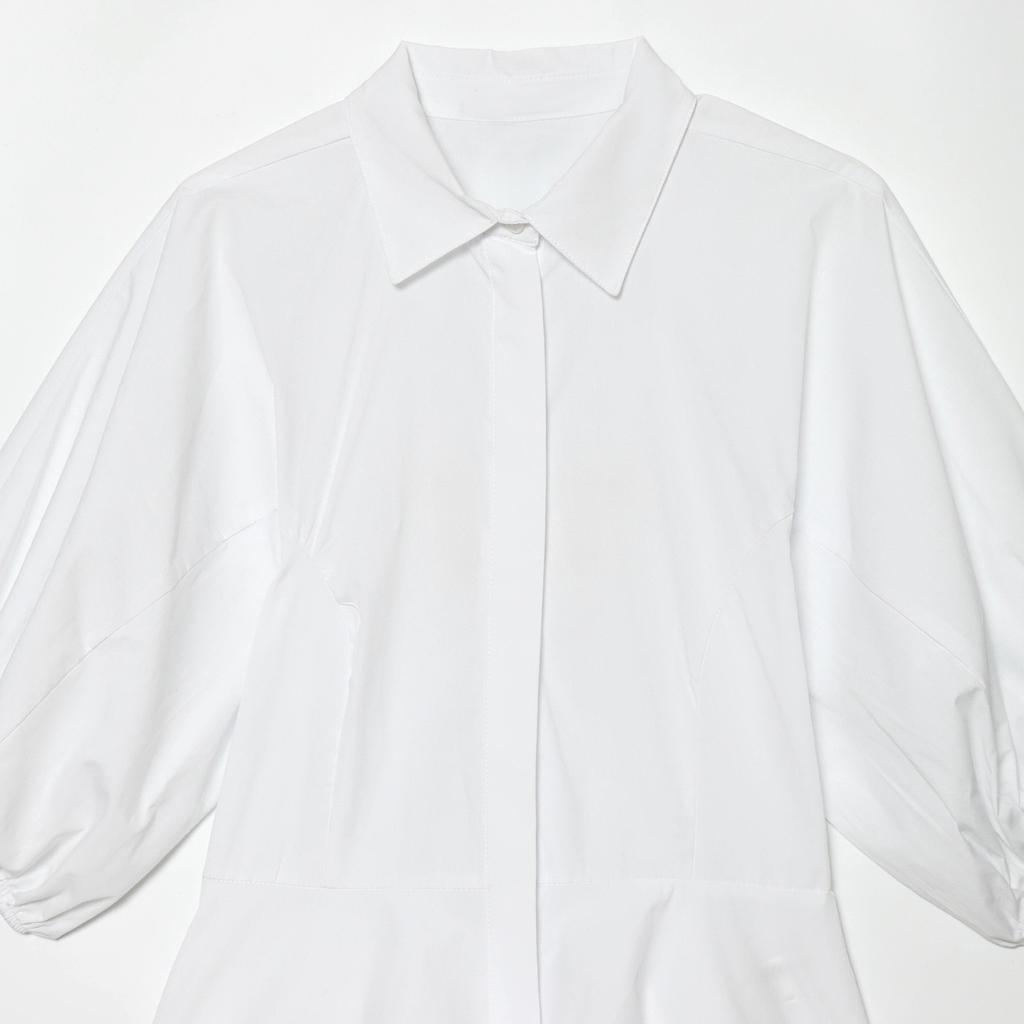 European and American style, new women's clothing, foreign style, fashionable bubble sleeves, nine-point short skirt shirt 6010255