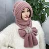 Зимняя вязаная шапка-шарф, теплая ветрозащитная защита ушей, для холодной погоды, для велоспорта, женская вязаная шапка-бини, утеплитель для шеи, шарф