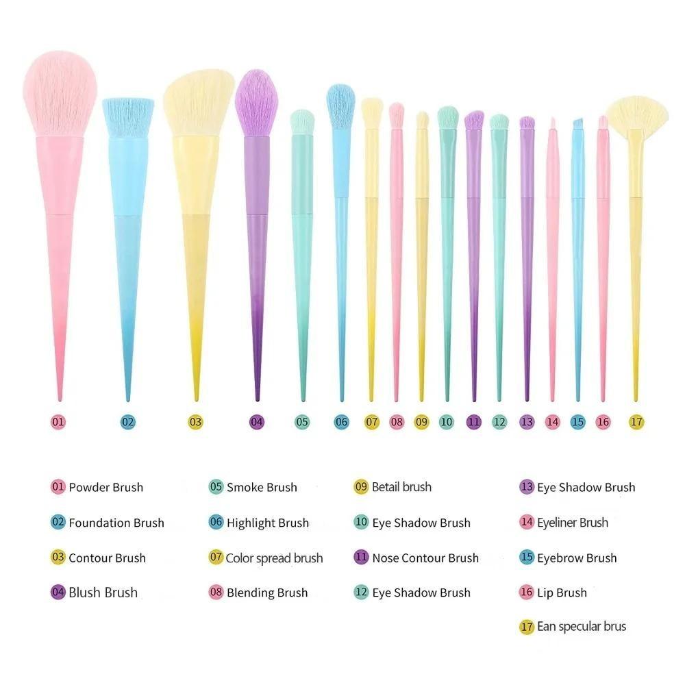 17 шт. профессиональный набор кистей для макияжа, многоцветная основа, консилер, тени для век, пудра, румяна, кисти для растушевки, инструмент для макияжа красоты