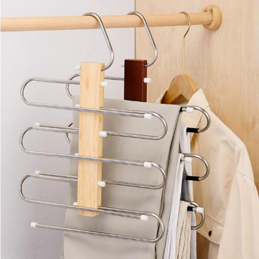 Stainless Steel Multi Tier Pant Hangers Anti-Slip Clothes Rack Pants Storage Rack  Closet