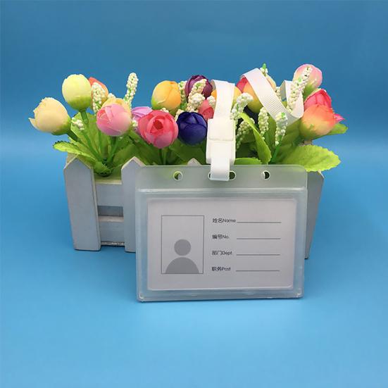 Hard Plastic Pocket ID Card Credit Badge Name Tag Holder Neck Strap
