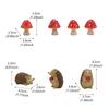 7pcs Cute Animal Sculpture Cartoon Garden Miniatures Figurine Hedgehog Mushroom Statue  Office