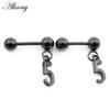 Alisouy 2 шт., подвеска в виде фигурок с арабскими цифрами, 16 г, шарик из нержавеющей стали, штанга, пирсинг, серьги-гвоздики для уха, хряща, козелка, спиральные серьги