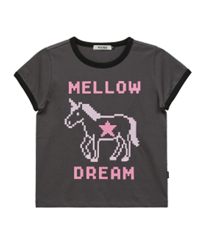 WAIKEI Mellow Dream Единорог Контрастный Короткий Рукав Футболка Угольный