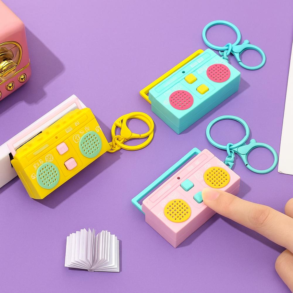 Retro Recording Key Ring Bag Hanging Small Speaker Key Holder Tape Recorder Pendant Birthday Gifts
