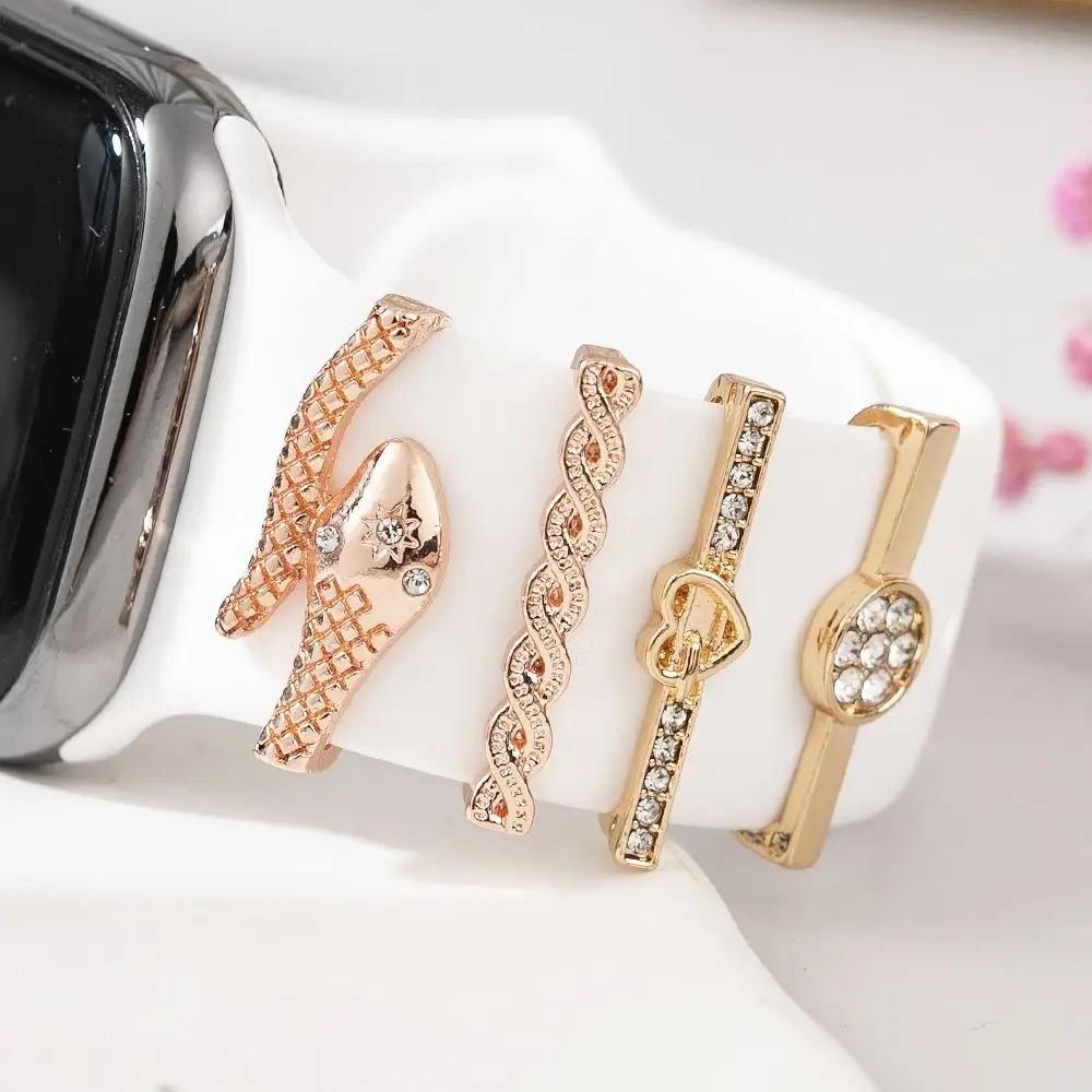 4 шт. Украшение для ремешка часов для Apple Watch Модное кольцо-декор в форме цветка и сердца для аксессуара ремешка iwatch Браслет-подвески