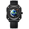 Мужские квадратные студенческие часы Binbang Blue Planet Quartz - Дизайн с картой «Блуждающая Земля»