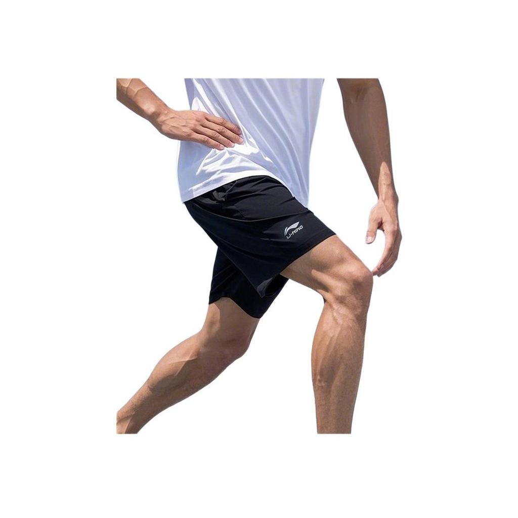 Спортивные повседневные шорты с большим логотипом бренда Li Ning, мужские шорты синего цвета AKSS467-3