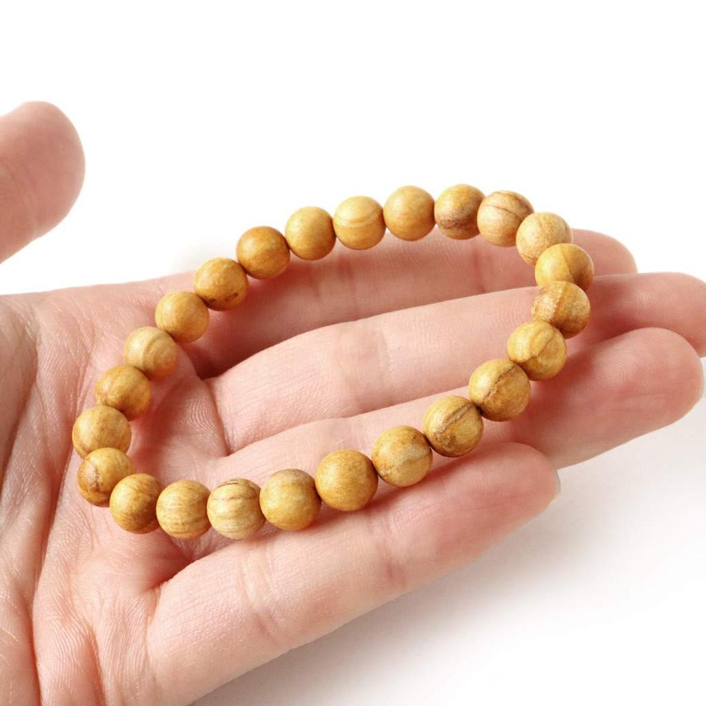 Palo Santo Bracelet 8mm Peruvian Sacred Tree Holy Wood Wooden Prayer Beads Fragrant Wood Inner Diameter [GOLD STONE] Approx. 16.5cm