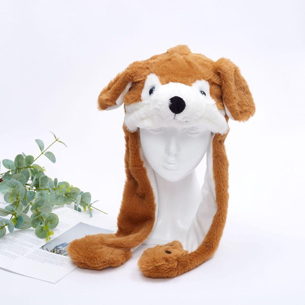 Шапка в форме животного для прыжков, панда, тигр, обезьяна, плюшевая шапка, игрушки, забавная шапка с подвижными ушками, забавные игрушки