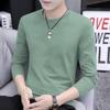 Мужской пуловер с круглым вырезом и длинным рукавом приталенного силуэта – Большой размер, однотонная повседневная футболка для весны и осени.