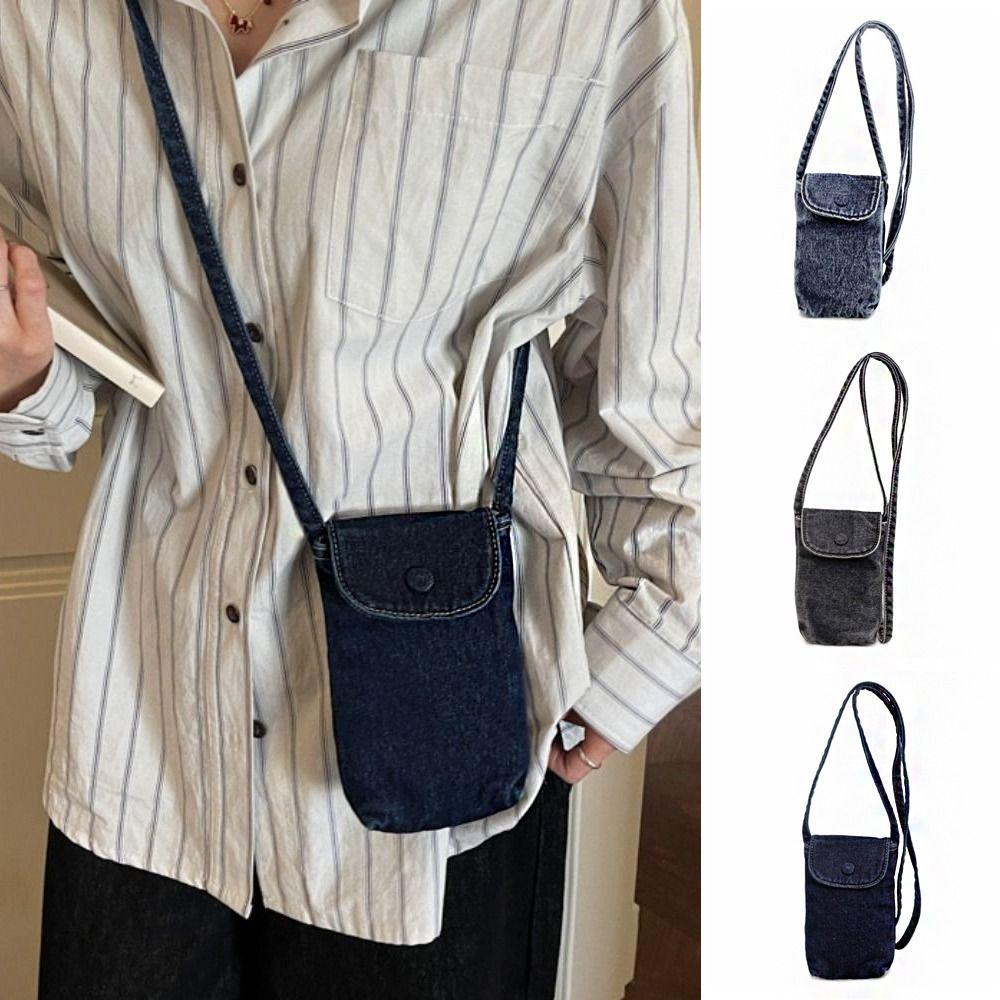 Street Style Denim Crossbody Bag Y2K Phone Purses Fashionable Canvas Bag Women&Men